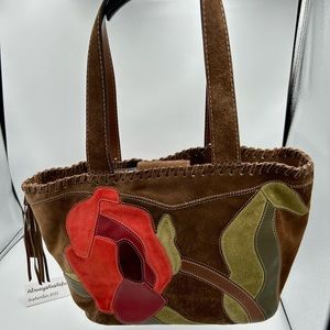 Coach 9258 Soho Floral Poppy Multicolor Suede & Leather Tote-VGUC